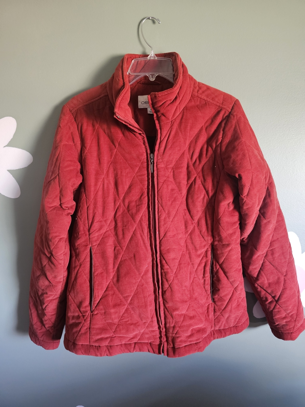 Red Quilted Jacket - Zip Front